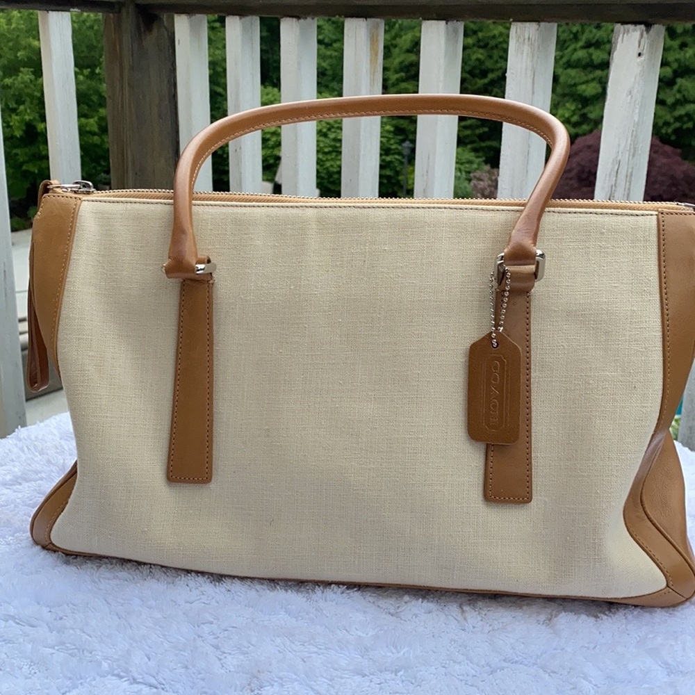 Coach bag Tan and Linen